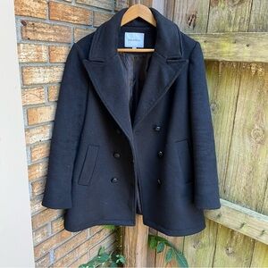 Pedro del Hierro Elegant Black Double-Breasted Pea Coat